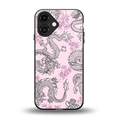 Floral Dragon back phone cover | glass case for iphone 16