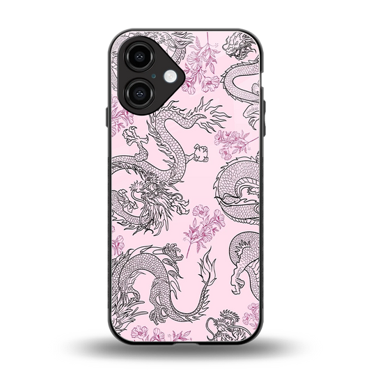 Floral Dragon back phone cover | glass case for iphone 16