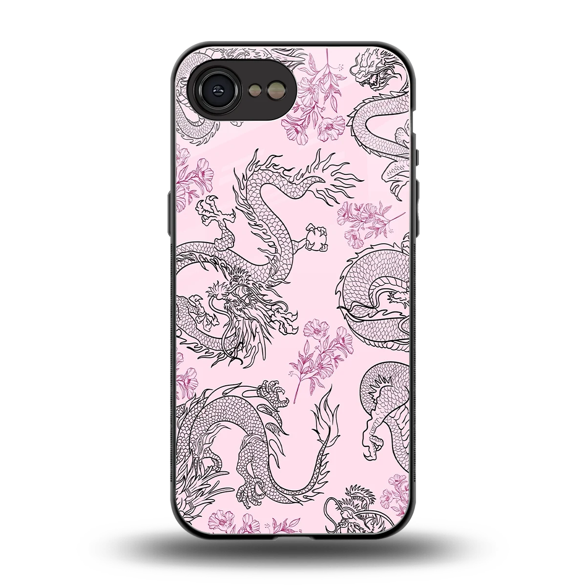 Floral Dragon back phone cover | glass case for iphone 16e