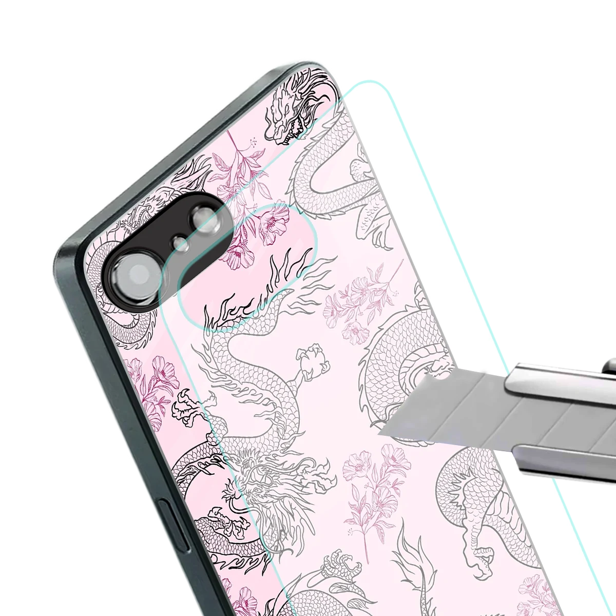Floral Dragon stylish phone case for iphone 17e | glossy glass and slim fit
