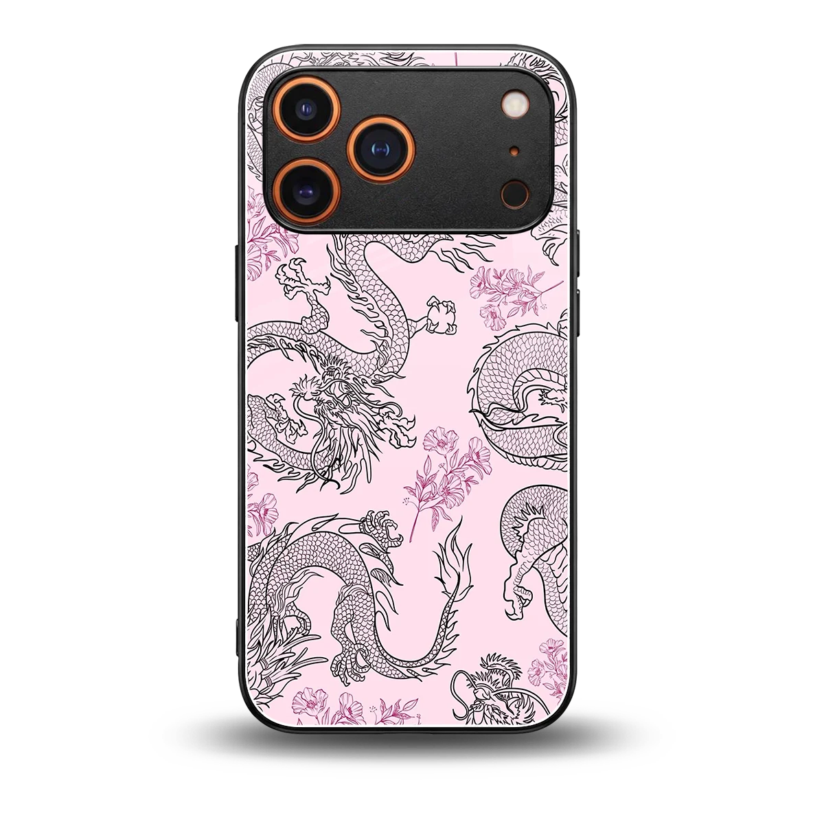 Floral Dragon back phone cover | glass case for iphone 17 pro