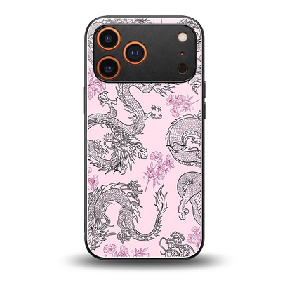Floral Dragon back phone cover | glass case for iphone 17 pro