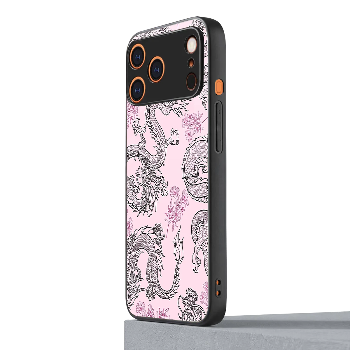 Floral Dragon iphone 17 pro mobile cover | shockproof glass phone case