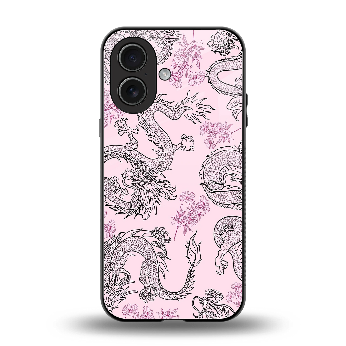Floral Dragon back phone cover | glass case for iphone 17