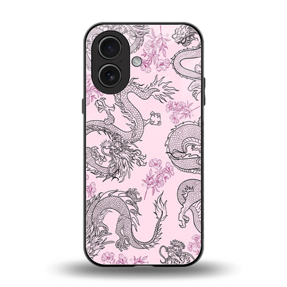 Floral Dragon back phone cover | glass case for iphone 17