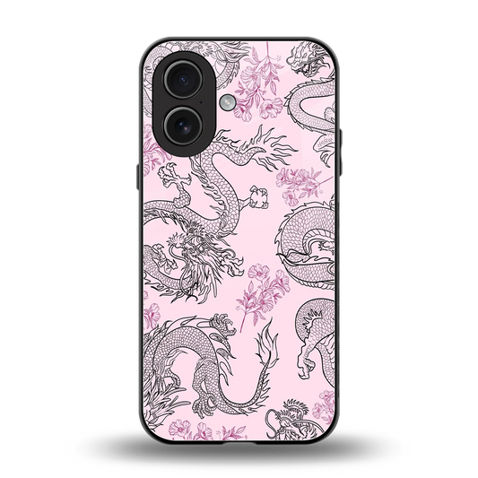 Floral Dragon back phone cover | glass case for iphone 17