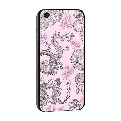 Floral Dragon sleek iphone 6 cover with tempered glass back and TPU edges