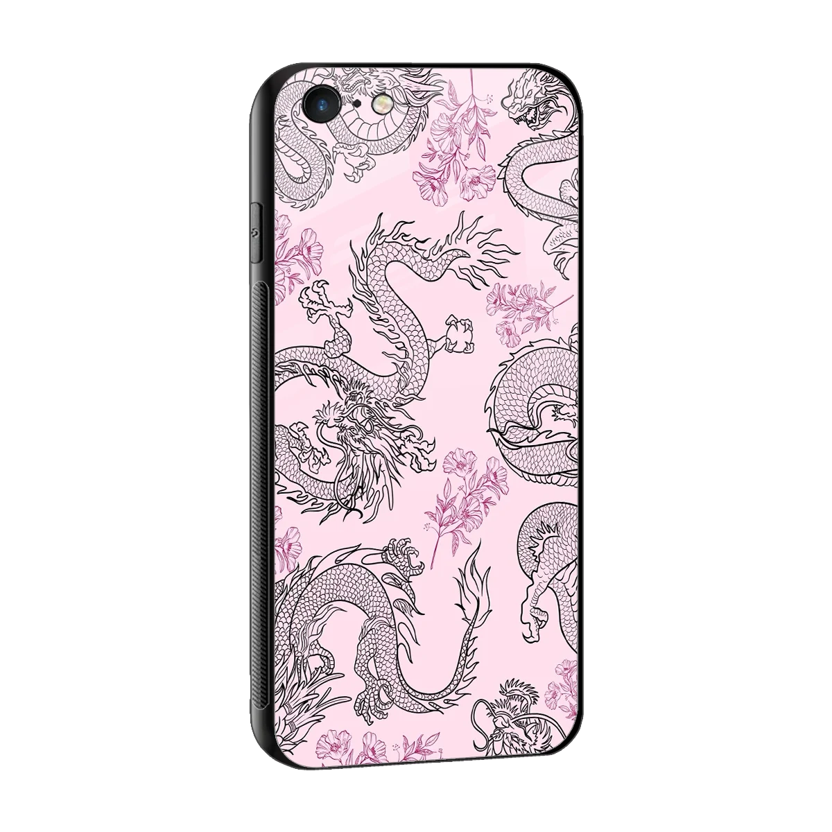 Floral Dragon sleek iphone 6s cover with tempered glass back and TPU edges