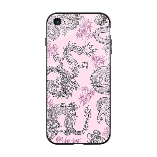Floral Dragon back phone cover | glass case for iphone 7