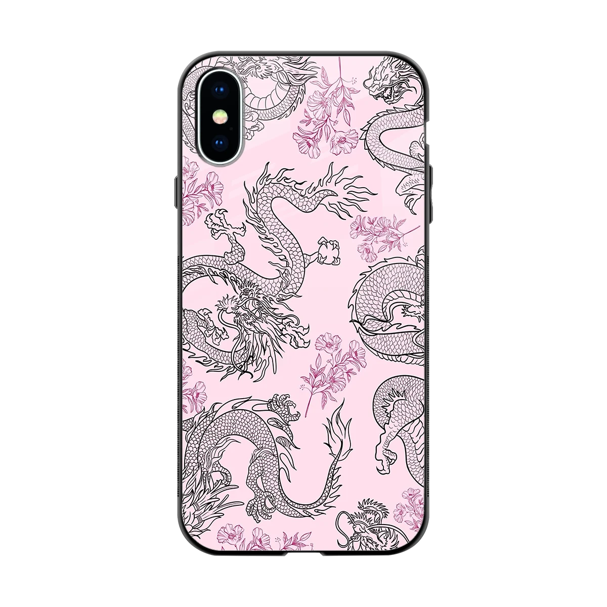 Floral Dragon back phone cover | glass case for iphone x