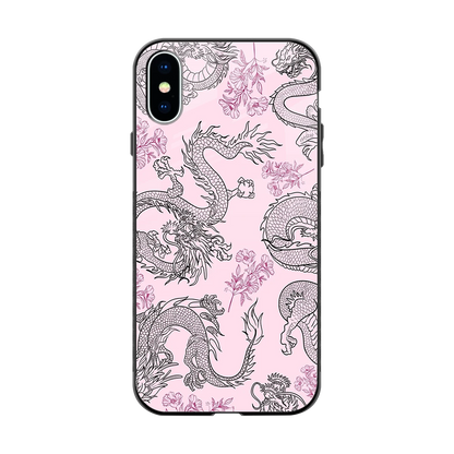 Floral Dragon back phone cover | glass case for iphone x