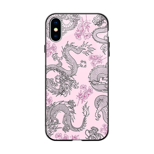 Floral Dragon back phone cover | glass case for iphone xs