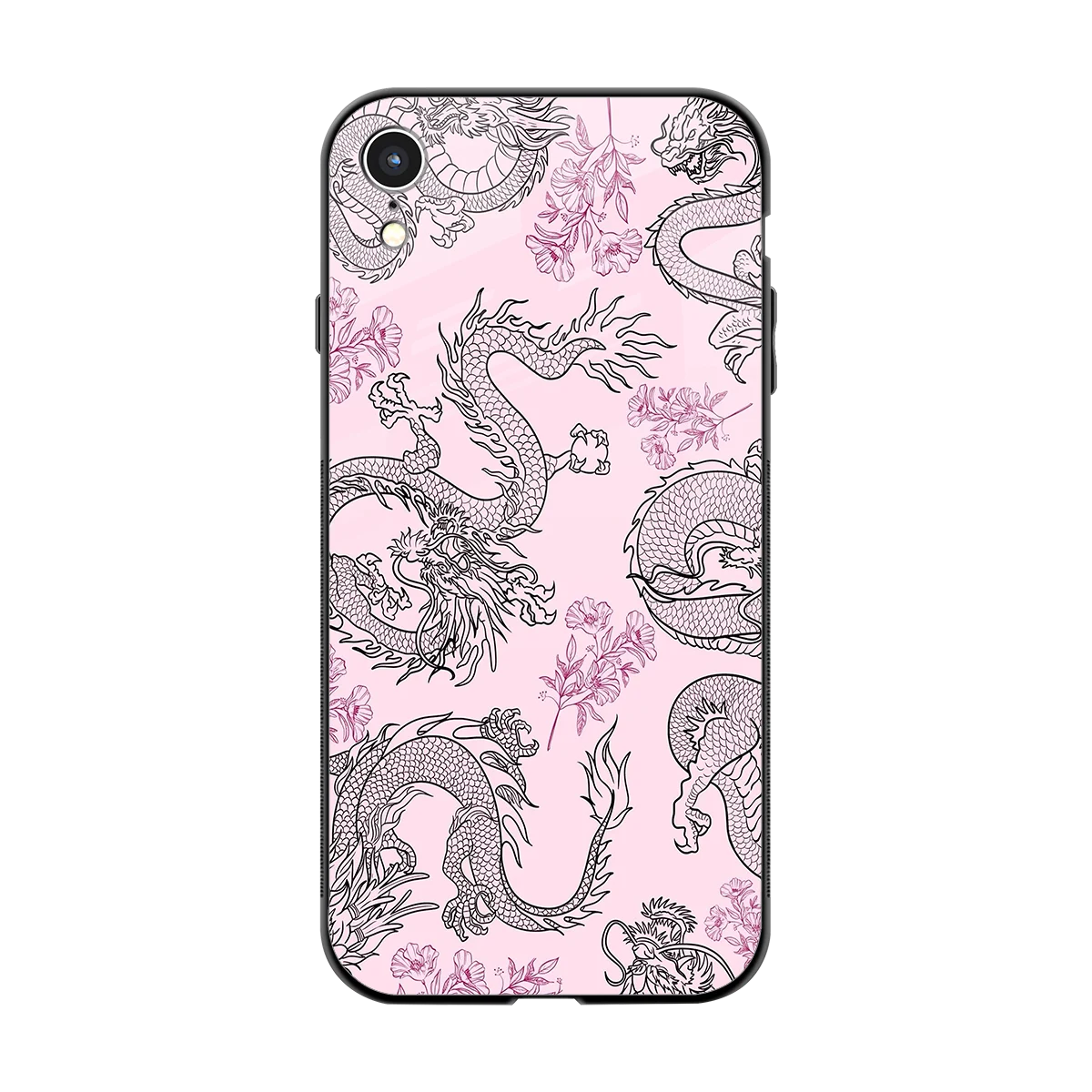 Floral Dragon back phone cover | glass case for iphone xr