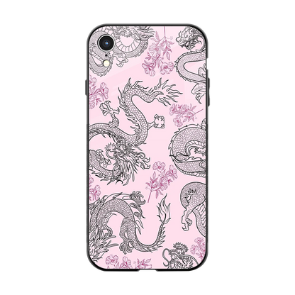 Floral Dragon back phone cover | glass case for iphone xr