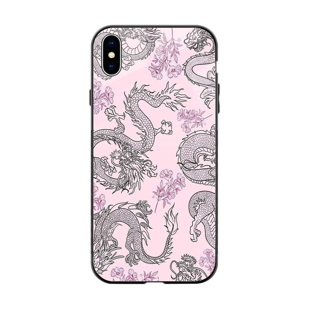 Floral Dragon back phone cover | glass case for iphone xs max