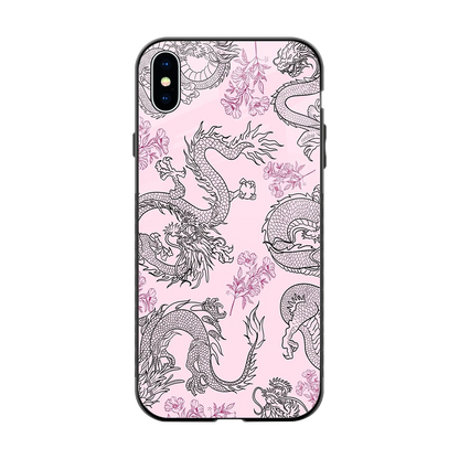 Floral Dragon back phone cover | glass case for iphone xs max