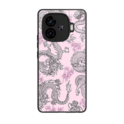 Floral Dragon back phone cover | glass case for iqoo neo 10r 5g