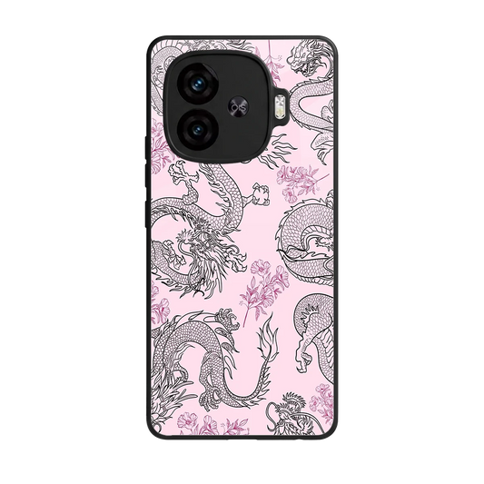 Floral Dragon back phone cover | glass case for iqoo neo 10r 5g