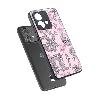 Floral Dragon sleek motorola edge 40 neo 5g cover with tempered glass back and TPU edges