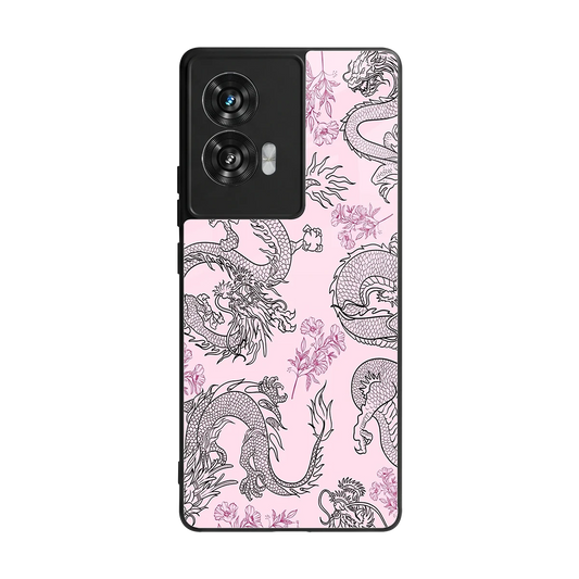 Floral Dragon back phone cover | glass case for motorola edge 50 fusion