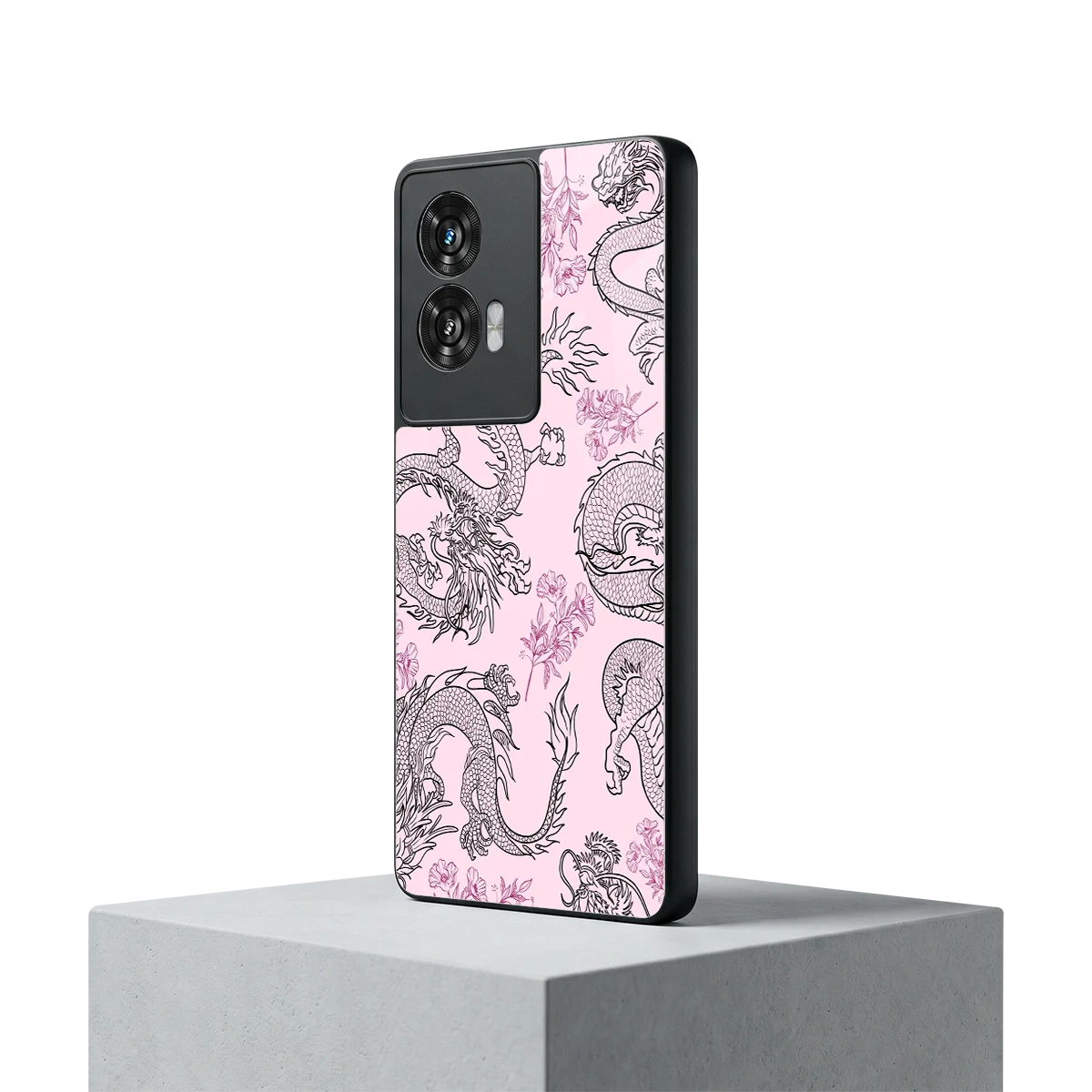 Floral Dragon motorola edge 50 fusion mobile cover | shockproof glass phone case
