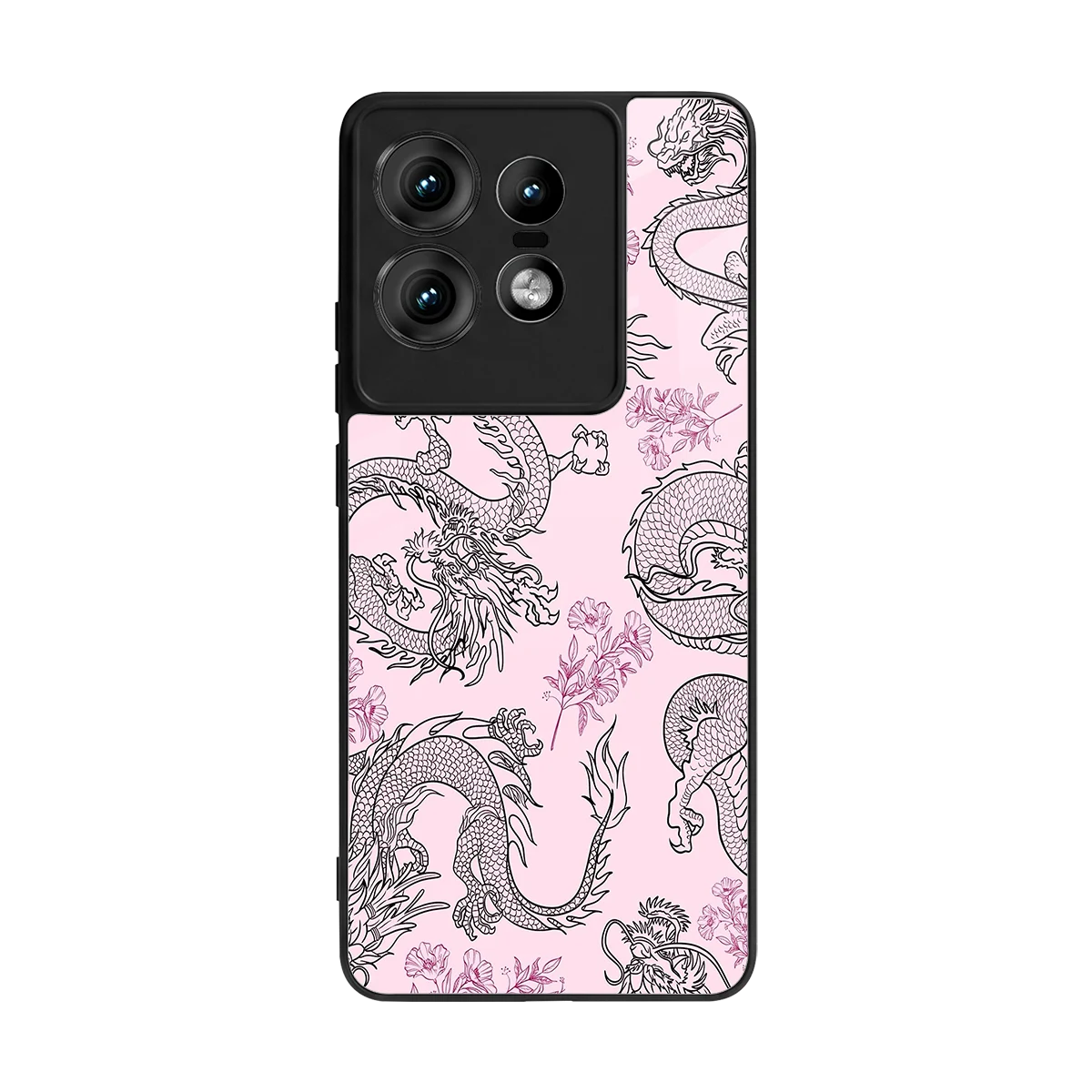 Floral Dragon back phone cover | glass case for motorola edge 50 pro