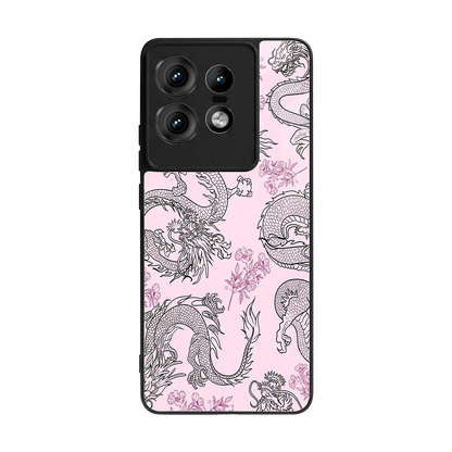 Floral Dragon back phone cover | glass case for motorola edge 50 pro