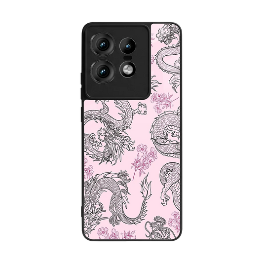 Floral Dragon back phone cover | glass case for motorola edge 50 pro