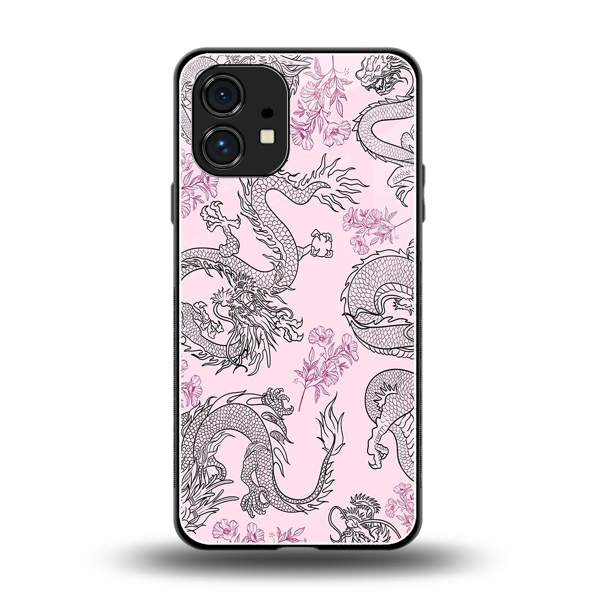 Floral Dragon back phone cover | glass case for nothing phone 1