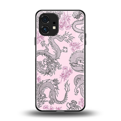 Floral Dragon back phone cover | glass case for nothing phone 1