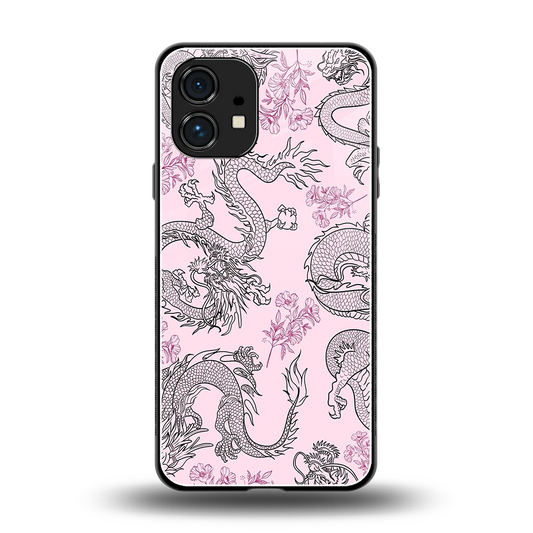 Floral Dragon back phone cover | glass case for nothing phone 1