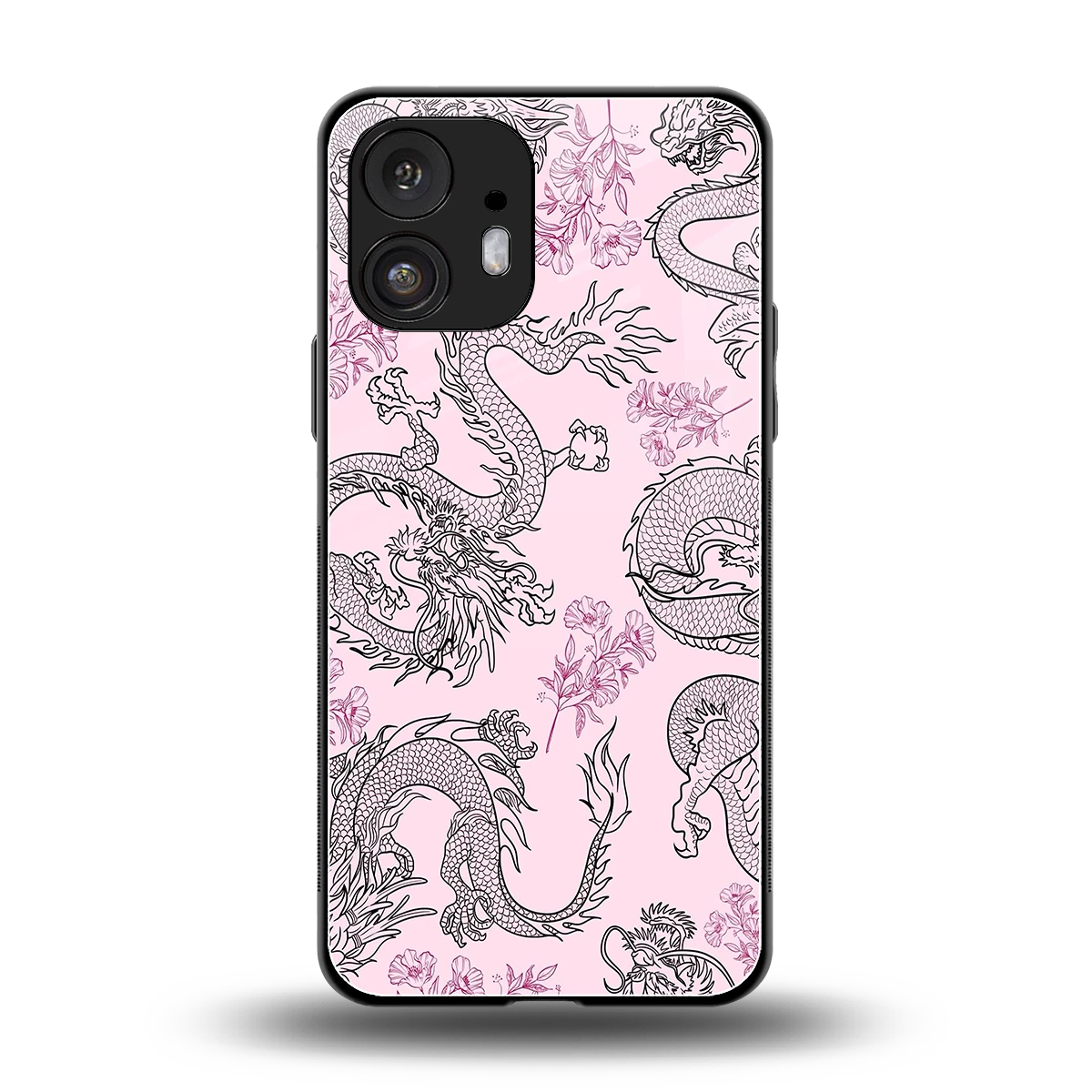Floral Dragon back phone cover | glass case for nothing phone 2
