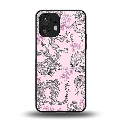 Floral Dragon back phone cover | glass case for nothing phone 2