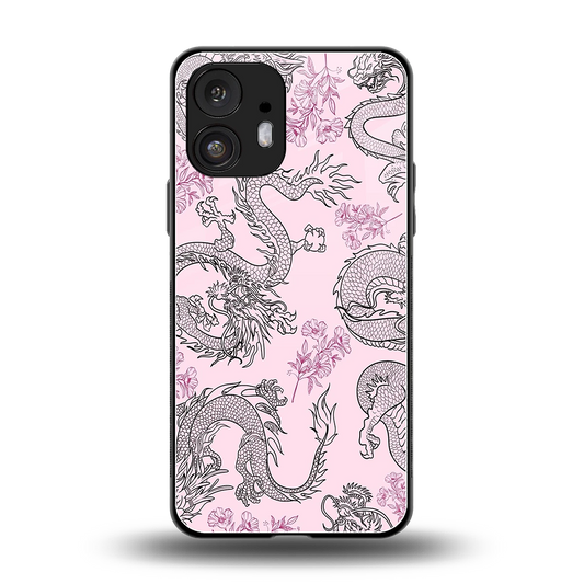 Floral Dragon back phone cover | glass case for nothing phone 2