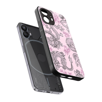 Floral Dragon sleek nothing phone 2 cover with tempered glass back and TPU edges
