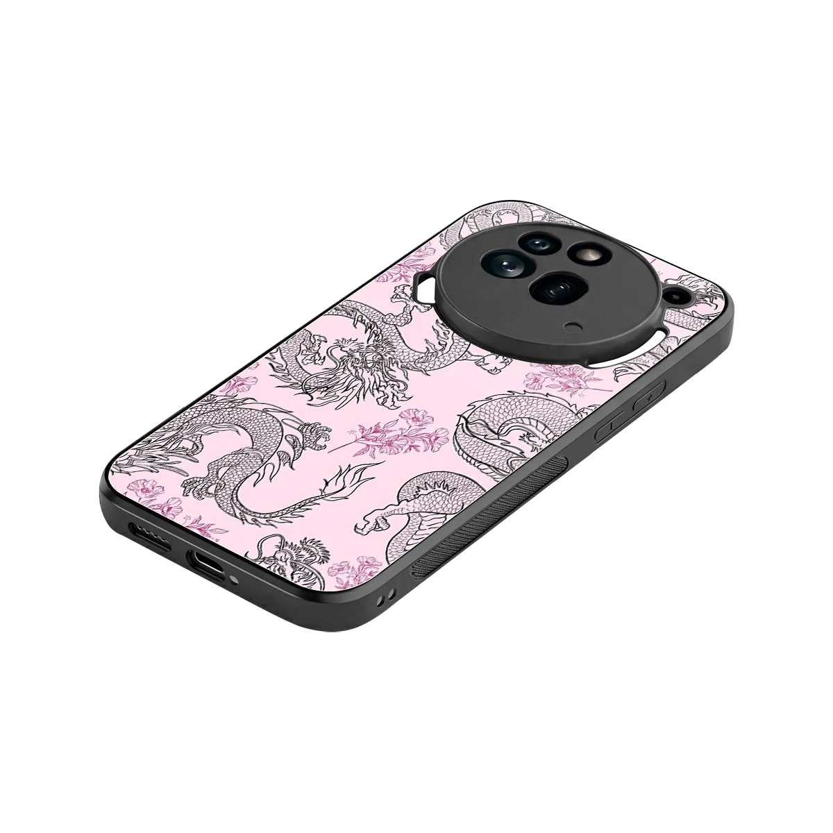 Floral Dragon stylish phone case for nothing phone 3a pro | glossy glass and slim fit