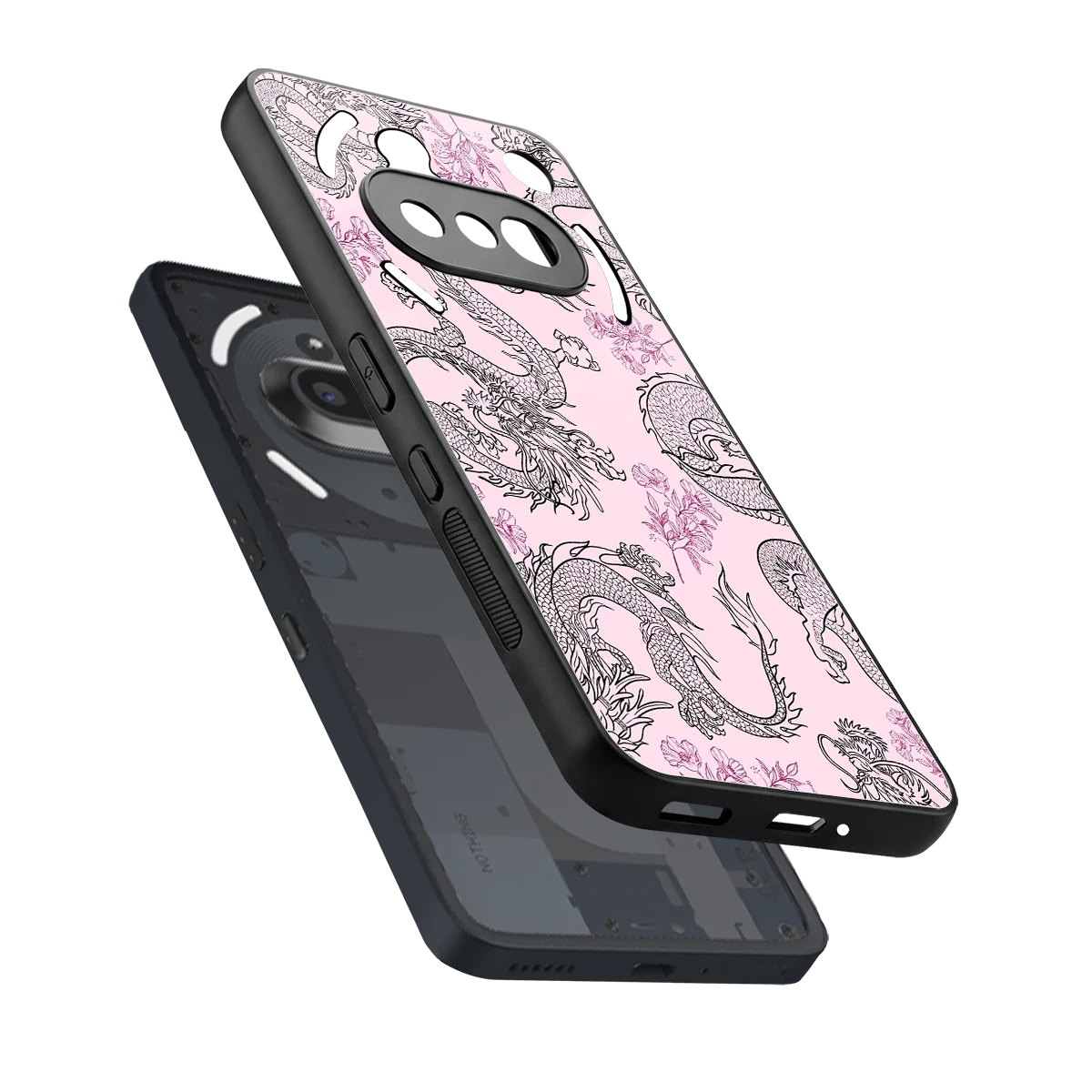 Floral Dragon sleek nothing phone 3a cover with tempered glass back and TPU edges
