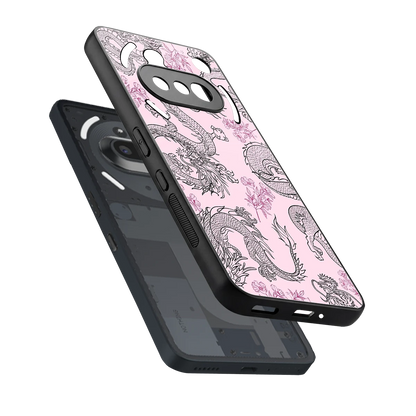 Floral Dragon sleek nothing phone 3a cover with tempered glass back and TPU edges