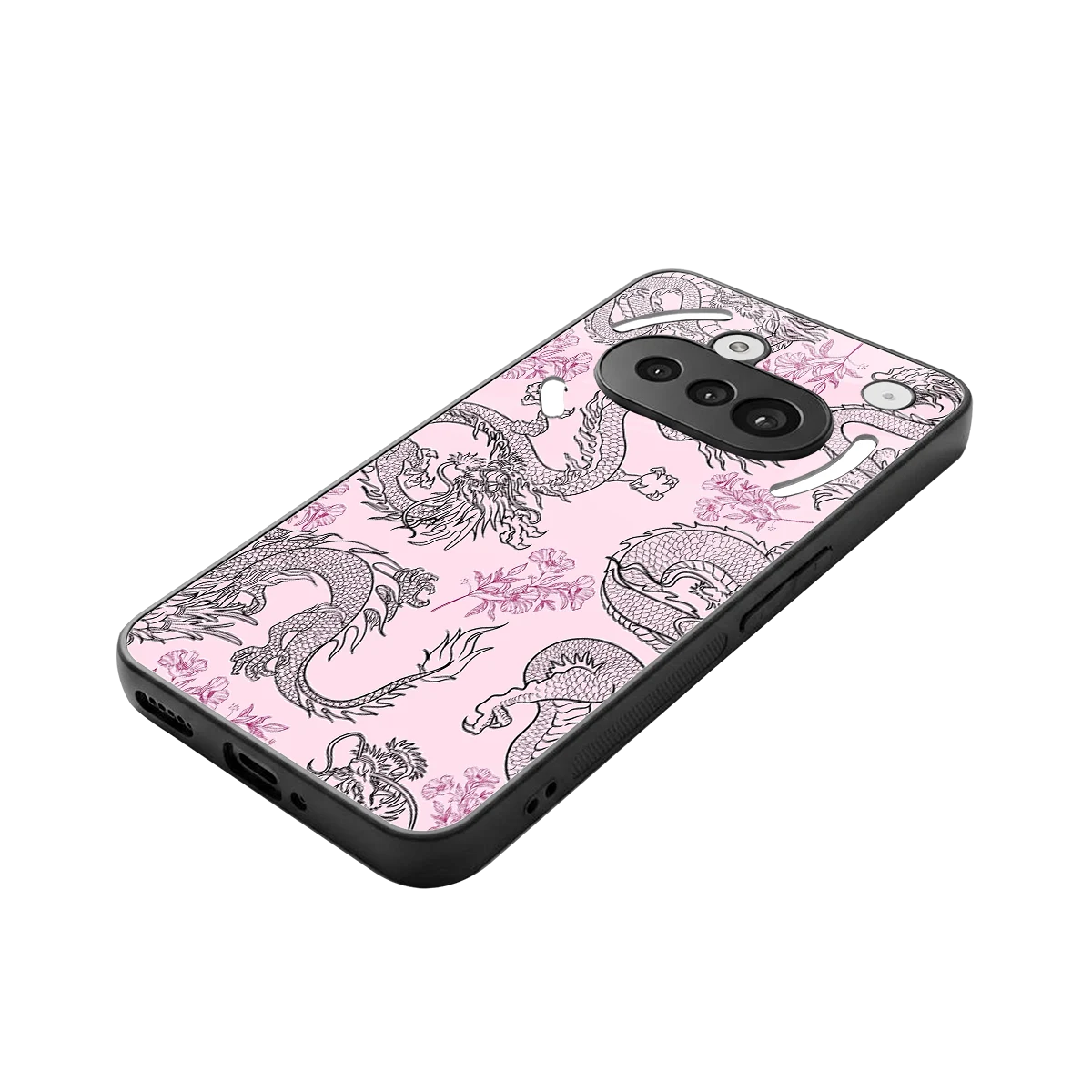 Floral Dragon stylish phone case for nothing phone 3a | glossy glass and slim fit