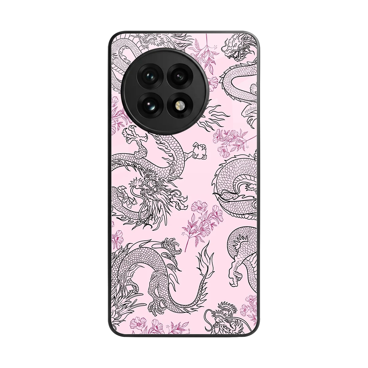 Floral Dragon back phone cover | glass case for oneplus 13r