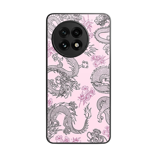 Floral Dragon back phone cover | glass case for oneplus 13r