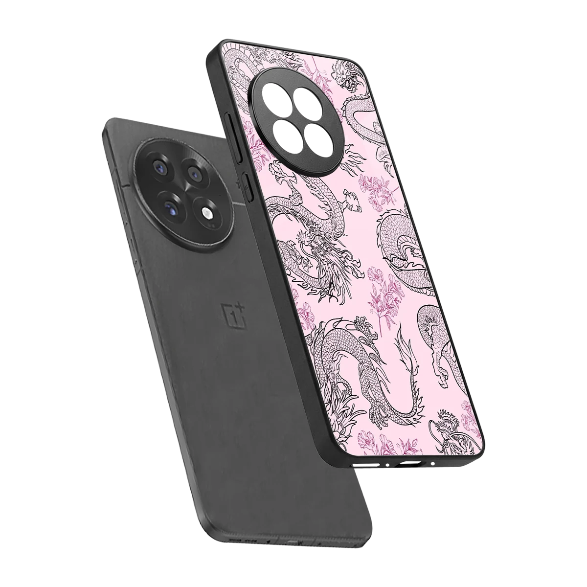 Floral Dragon sleek oneplus 13r cover with tempered glass back and TPU edges