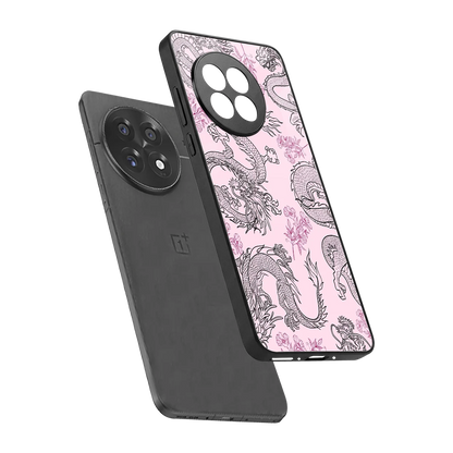 Floral Dragon sleek oneplus 13r cover with tempered glass back and TPU edges