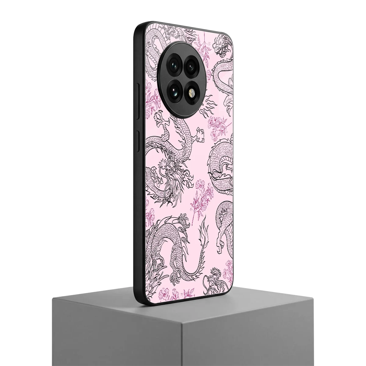 Floral Dragon oneplus 13r mobile cover | shockproof glass phone case