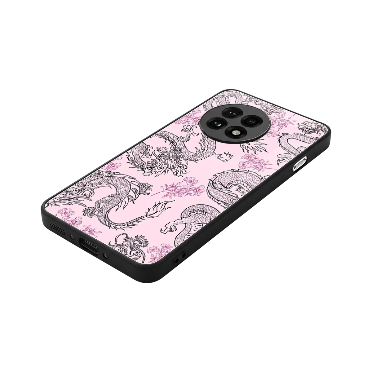 Floral Dragon stylish phone case for oneplus 13r | glossy glass and slim fit
