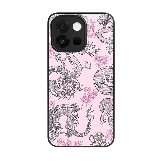 Floral Dragon back phone cover | glass case for oneplus 13s
