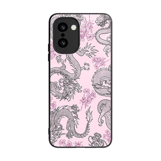 Floral Dragon back phone cover | glass case for oneplus 15r