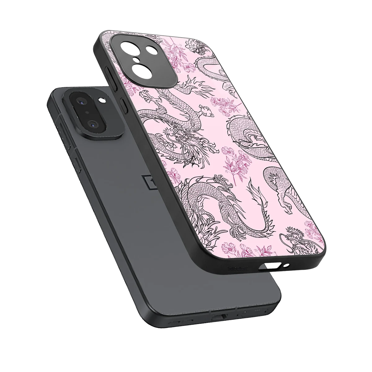 Floral Dragon sleek oneplus 15r cover with tempered glass back and TPU edges
