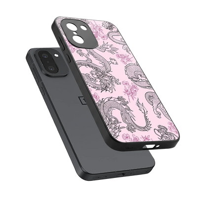 Floral Dragon sleek oneplus 15r cover with tempered glass back and TPU edges