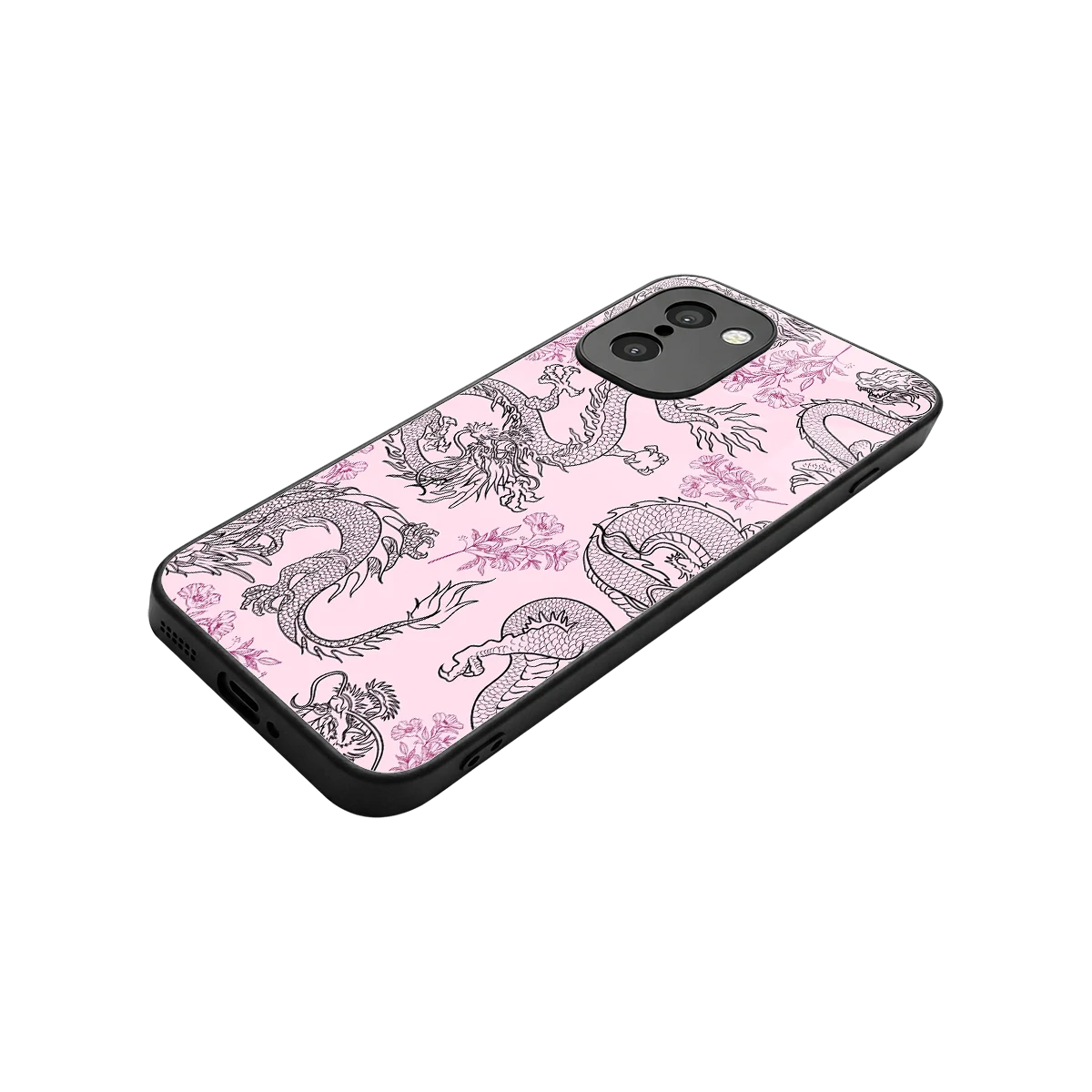 Floral Dragon stylish phone case for oneplus 15r | glossy glass and slim fit